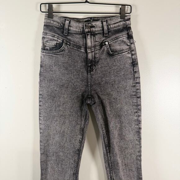 7 For All Mankind Smoke Grey Retro Corset High Rise Skinny Jeans Womens Size 26 - Picture 4 of 11